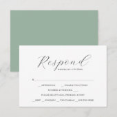 Sage Green met Maaltijdkeuze RSVP-kaarten RSVP Kaartje (Voorkant / Achterkant)