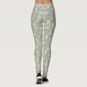 Sage Green met rode en witte snoepstokken Leggings (Achterkant)