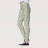 Sage Green met rode en witte snoepstokken Leggings (Links)