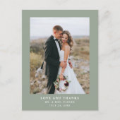 Sage Green met tekst en foto | Huwelijk Dank u Briefkaart (Voorkant)