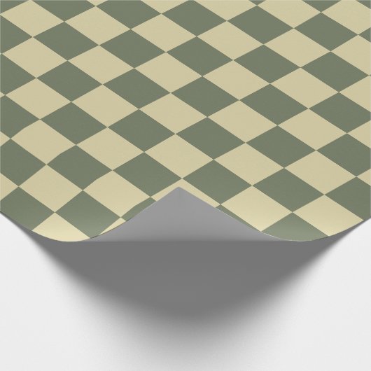 Sage Green met Vanilla Checkered Pattern Cadeaupapier (Hoek)