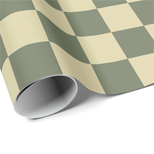 Sage Green met Vanilla Checkered Pattern Cadeaupapier (Rol Hoek)