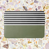 Sage Green met zwarte en witte strepen Badmat