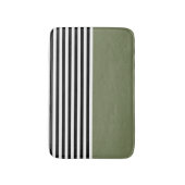 Sage Green met zwarte en witte strepen Badmat (Voorkant Verticaal)