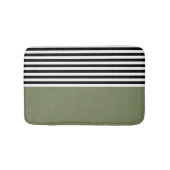 Sage Green met zwarte en witte strepen Badmat (Voorkant)