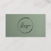 Sage Green Metallic Company Logo QR Code Visitekaartje (Achterkant)