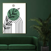 Sage Green Mid-Century Botanische Geometric Poster