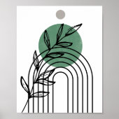 Sage Green Mid-Century Botanische Geometric Poster (Voorkant)