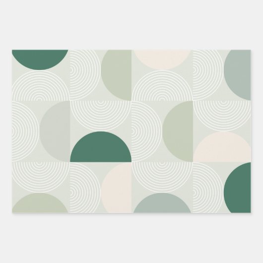 Sage Green Mid Century Hedendaagse Arch Line Art Inpakpapier Vel (Voorkant)