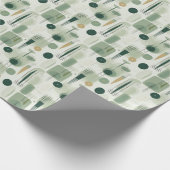 Sage Green Mid Century Modern Abstract Cadeaupapier (Hoek)