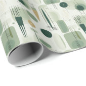 Sage Green Mid Century Modern Abstract Cadeaupapier (Rol Hoek)
