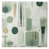 Sage Green Mid Century Modern Abstract Tegeltje (Voorkant)