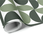 Sage Green Mid Century Modern Patroon Cadeaupapier (Rol Hoek)