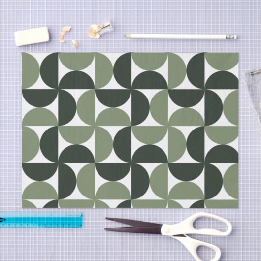 Sage Green Mid Century Modern Patroon Tissuepapier (Craft)