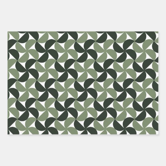 Sage Green Mid Century Modern Pattern Inpakpapier Vel (Voorkant 2)