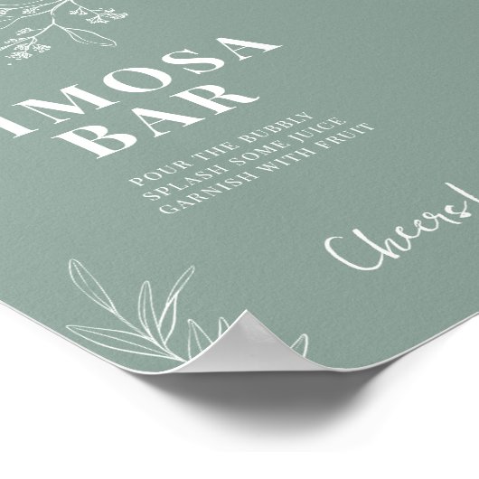 Sage Green Mimosa Bar Wedding Sign Poster (Hoek)