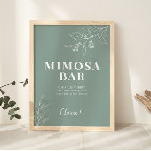 Sage Green Mimosa Bar Wedding Sign Poster