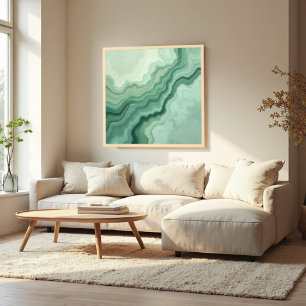 Sage Green Mineral Vein Abstract - Biologisch Mode Poster