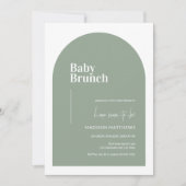 Sage Green Minimal Arch Baby Brunch Baby shower Kaart (Voorkant)