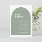 Sage Green Minimal Arch Baby Brunch Baby shower Kaart (Staand voorkant)