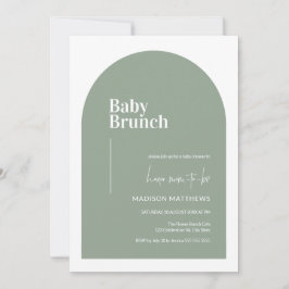 Sage Green Minimal Arch Baby Brunch Baby shower Kaart