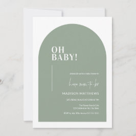 Sage Green Minimal Arch Oh Baby shower Uitnodiging
