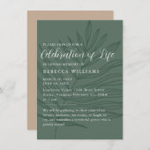Sage Green Minimal Celebration of Life Invitation Kaart (Voorkant / Achterkant)