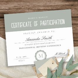 Sage Green Minimal Certificate of Participation