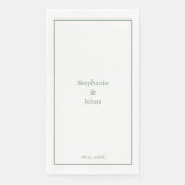 Sage Green Minimal Elegant Custom Name Wedding Servet (Voorkant)