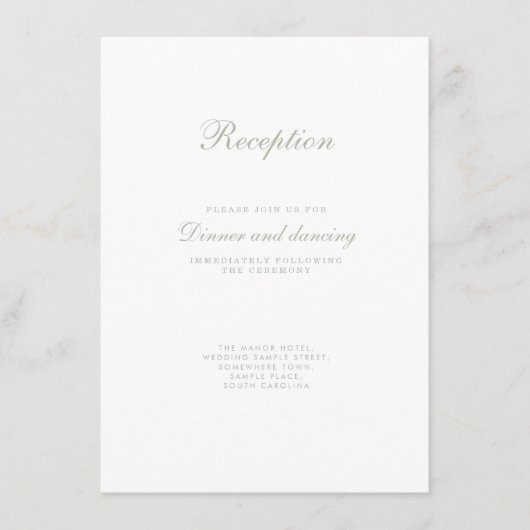 Sage Green Minimal Elegant Wedding Enclosure Kaart (Voorkant)