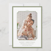 Sage Green Minimal Merry Christmas Foto Feestdagenkaart (Voorkant)