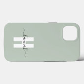Sage Green Minimal Modern Initiaal Monogram Case-Mate iPhone Case (Achterkant (horizontaal))
