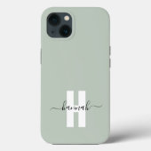 Sage Green Minimal Modern Initiaal Monogram Case-Mate iPhone Case (Achterkant)