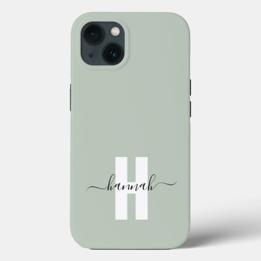 Sage Green Minimal Modern Initiaal Monogram Case-Mate iPhone Case (Achterkant)