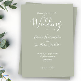 Sage Green Minimal Modern Wedding Kaart