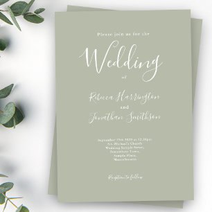 Sage Green Minimal Modern Wedding Kaart