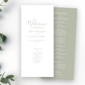 Sage Green Minimal Modern Wedding Program Kaart