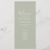 Sage Green Minimal Modern Wedding Program Kaart (Voorkant)