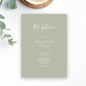 Sage Green Minimal Modern Wedding Receptie Kaart