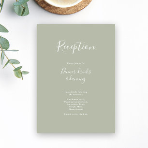 Sage Green Minimal Modern Wedding Receptie Kaart