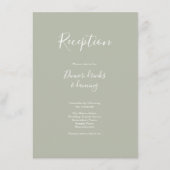 Sage Green Minimal Modern Wedding Receptie Kaart (Voorkant)