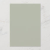 Sage Green Minimal Modern Wedding Receptie Kaart (Achterkant)
