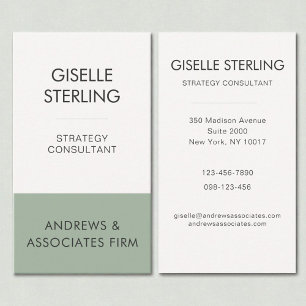 Sage Green Minimal Professional Corporate Modern Visitekaartje