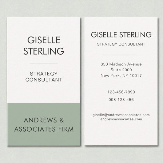 Sage Green Minimal Professional Corporate Modern Visitekaartje