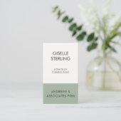 Sage Green Minimal Professional Corporate Modern Visitekaartje (Staand voorkant)