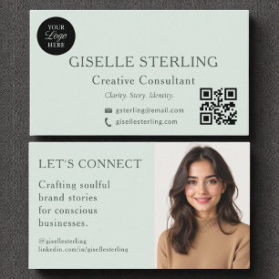 Sage Green Minimal Professionele Logo Foto Visitekaartje