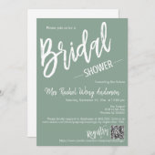 Sage Green Minimal Script Vrijgezellenfeest QR Cod Kaart (Voorkant / Achterkant)