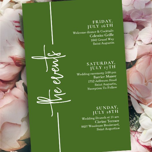 Sage Green Minimal Wedding Events Tijdlijn