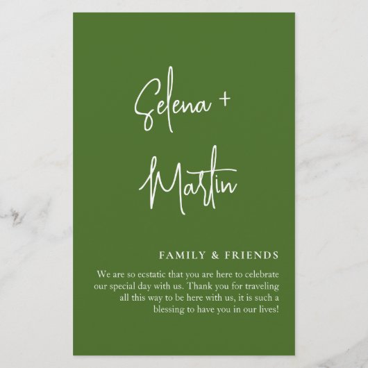 Sage Green Minimal Wedding Events Tijdlijn (Achterkant)