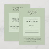 Sage Green Minimal Wedding RSVP Card (Voorkant / Achterkant)